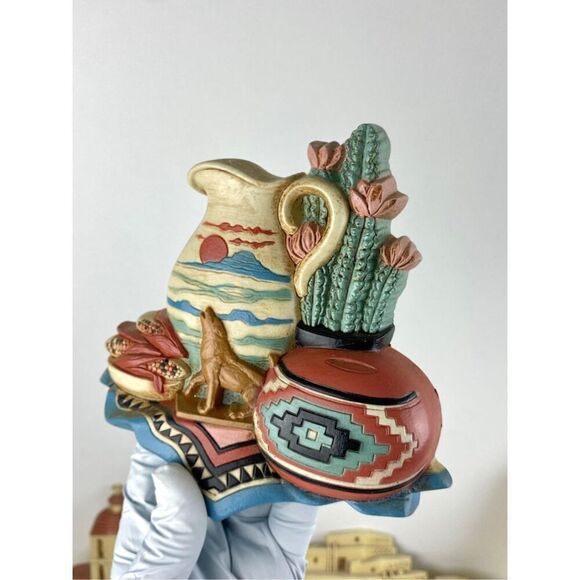 Vtg Burwood Products Sconces Mirror Shelf Set Aztec Southwest Boho - Set of 11 - Picture 10 of 14